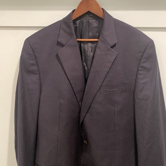 Ralph Lauren LRL Suit Jacket 44L Blue Pinstripe 100% Wool Blazer Sports Coat - Picture 1 of 14